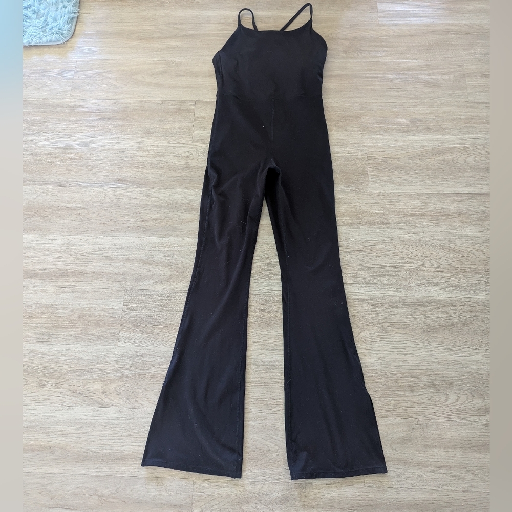 Sage Black Flared Jumpsuit with Spaghetti Straps